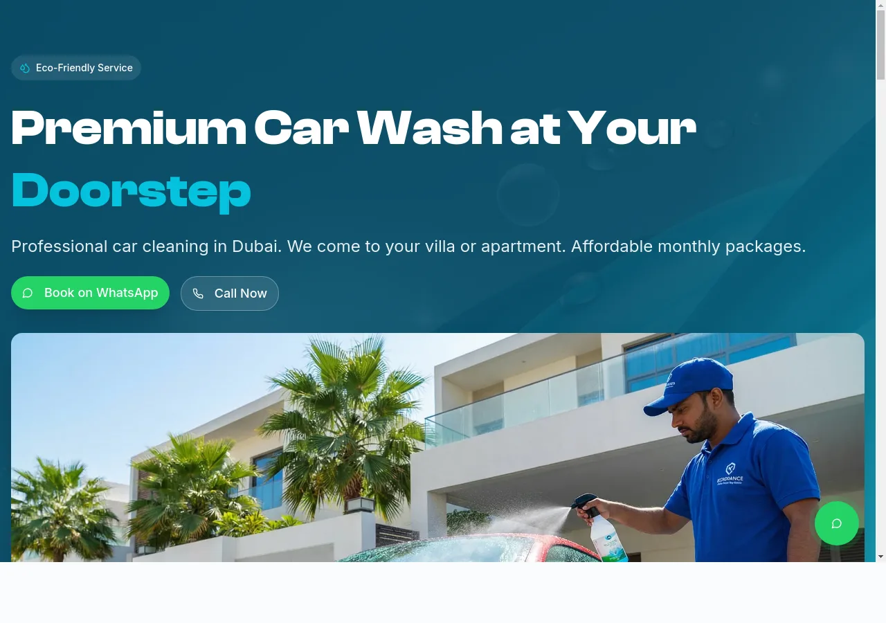 Naseem Ahmad car wash Dubai mobile service website homepage desktop view UAE